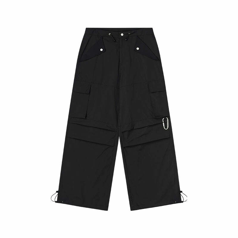 HARSH and CRUEL Y2K Grunge Wide-Leg Multipocket Cargo Pants - 90s Retro Summer Fashion