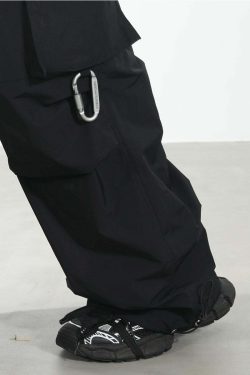 HARSH and CRUEL Y2K Grunge Wide-Leg Multipocket Cargo Pants - 90s Retro Summer Fashion
