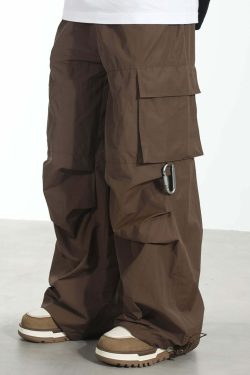 HARSH and CRUEL Y2K Grunge Wide-Leg Multipocket Cargo Pants - 90s Retro Summer Fashion