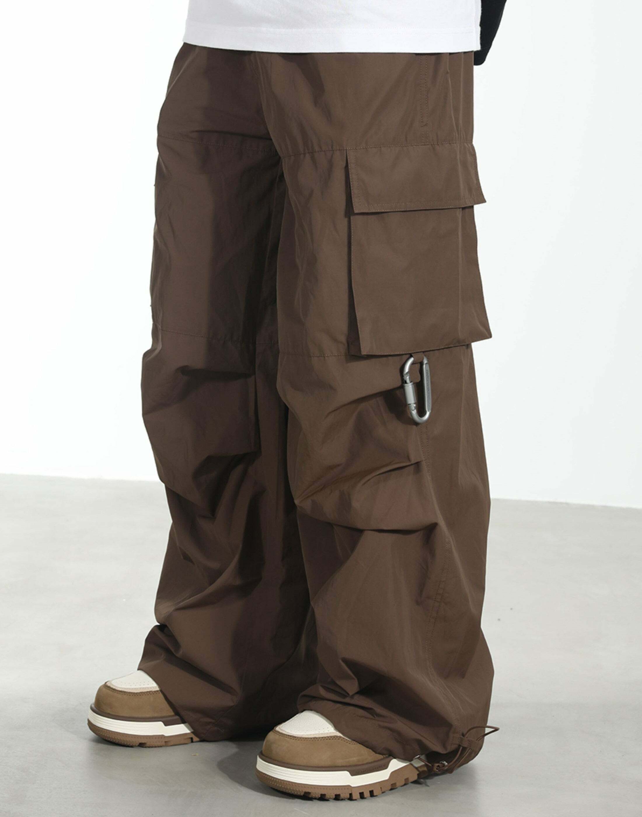 HARSH and CRUEL Y2K Grunge Wide-Leg Multipocket Cargo Pants - 90s Retro Summer Fashion