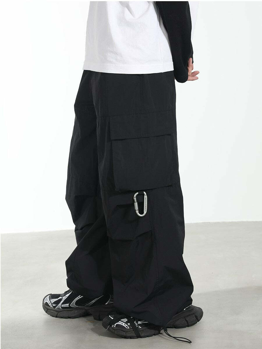 HARSH and CRUEL Y2K Grunge Wide-Leg Multipocket Cargo Pants - 90s Retro Summer Fashion
