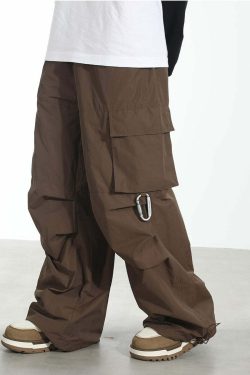 HARSH and CRUEL Y2K Grunge Wide-Leg Multipocket Cargo Pants - 90s Retro Summer Fashion