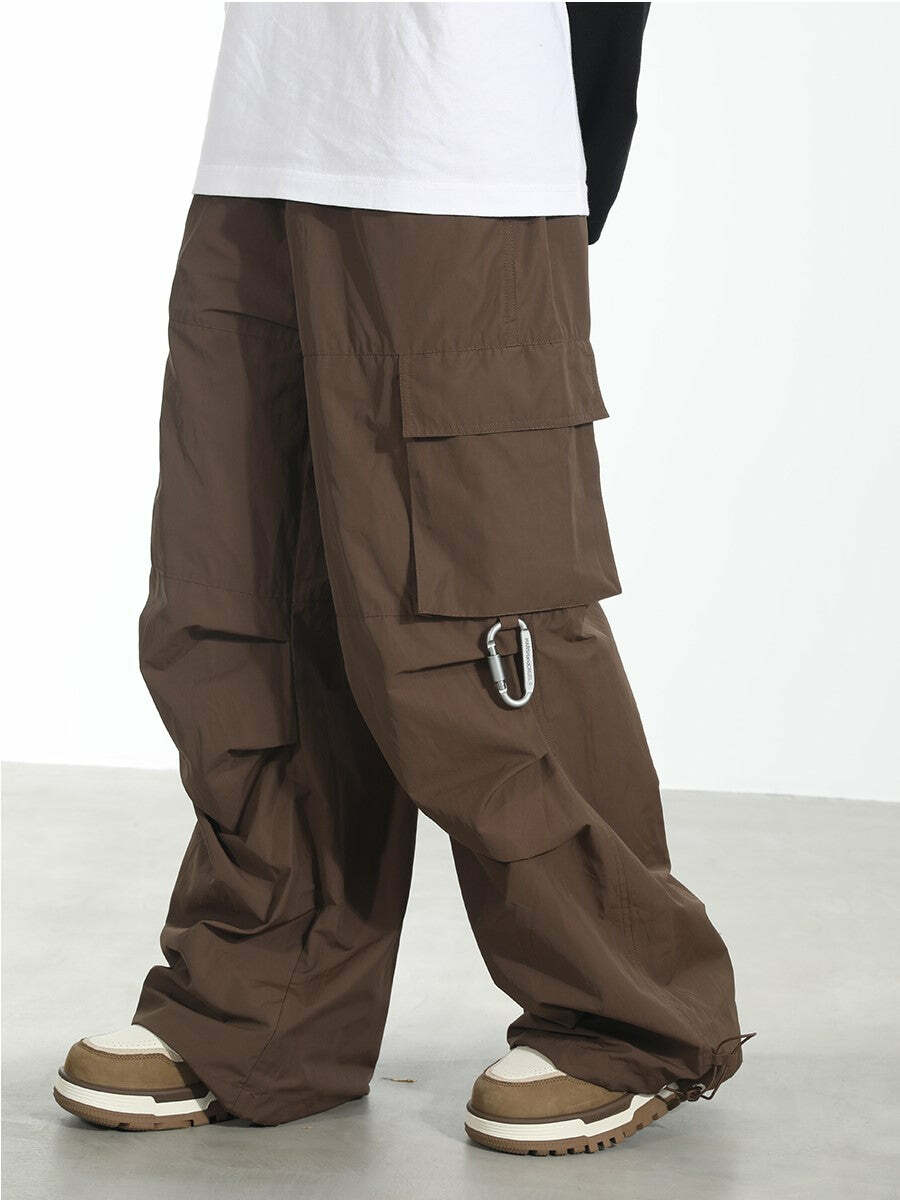HARSH and CRUEL Y2K Grunge Wide-Leg Multipocket Cargo Pants - 90s Retro Summer Fashion