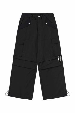 HARSH and CRUEL Y2K Grunge Wide-Leg Multipocket Cargo Pants - 90s Retro Summer Fashion