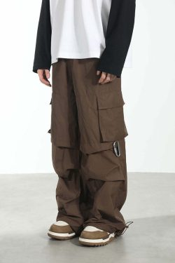 HARSH and CRUEL Y2K Grunge Wide-Leg Multipocket Cargo Pants - 90s Retro Summer Fashion