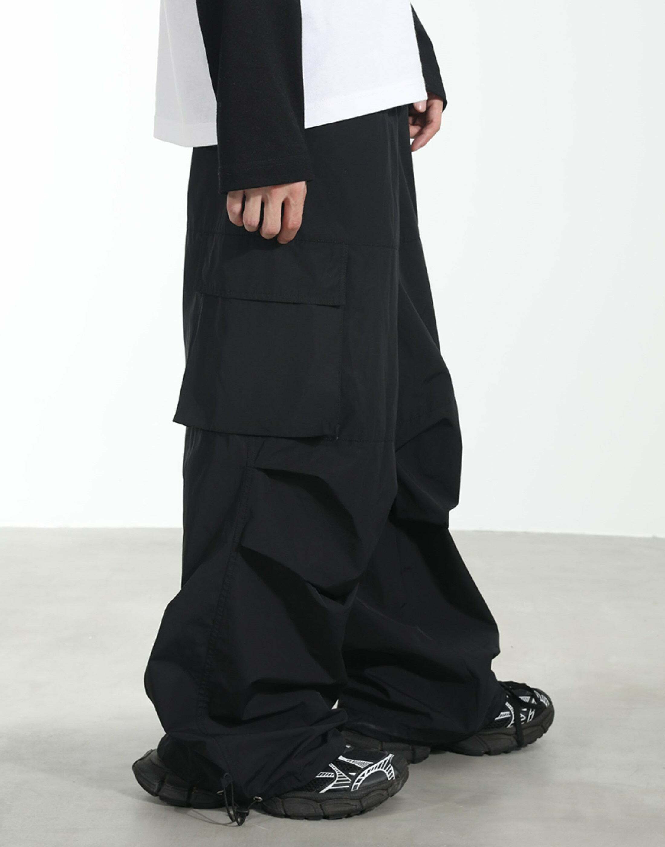 HARSH and CRUEL Y2K Grunge Wide-Leg Multipocket Cargo Pants - 90s Retro Summer Fashion