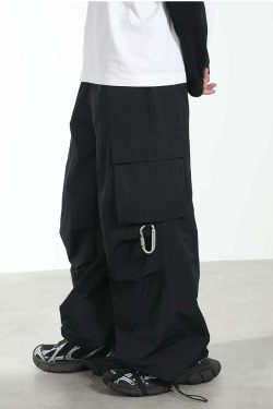 HARSH and CRUEL Y2K Grunge Wide-Leg Multipocket Cargo Pants - 90s Retro Summer Fashion