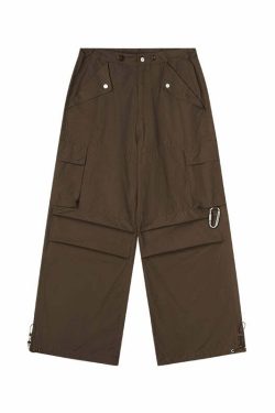 HARSH and CRUEL Y2K Grunge Wide-Leg Multipocket Cargo Pants - 90s Retro Summer Fashion