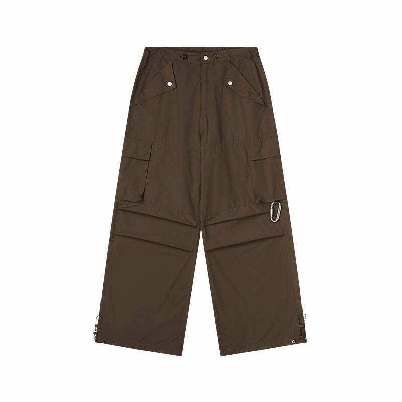 HARSH and CRUEL Y2K Grunge Wide-Leg Multipocket Cargo Pants - 90s Retro Summer Fashion