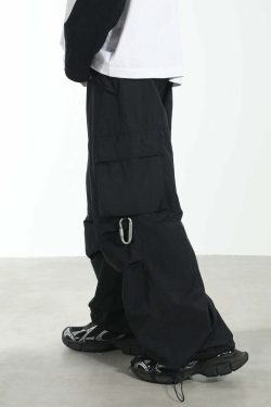 HARSH and CRUEL Y2K Grunge Wide-Leg Multipocket Cargo Pants - 90s Retro Summer Fashion