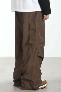 HARSH and CRUEL Y2K Grunge Wide-Leg Multipocket Cargo Pants - 90s Retro Summer Fashion