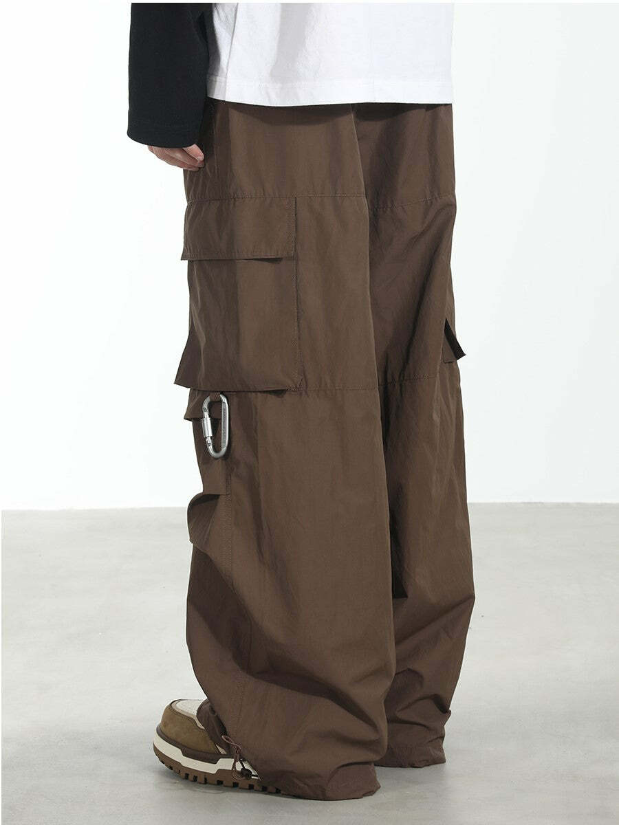 HARSH and CRUEL Y2K Grunge Wide-Leg Multipocket Cargo Pants - 90s Retro Summer Fashion