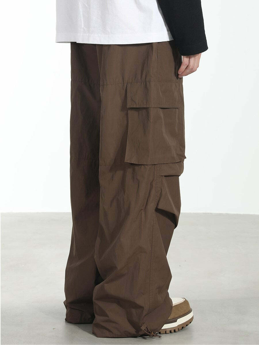 HARSH and CRUEL Y2K Grunge Wide-Leg Multipocket Cargo Pants - 90s Retro Summer Fashion