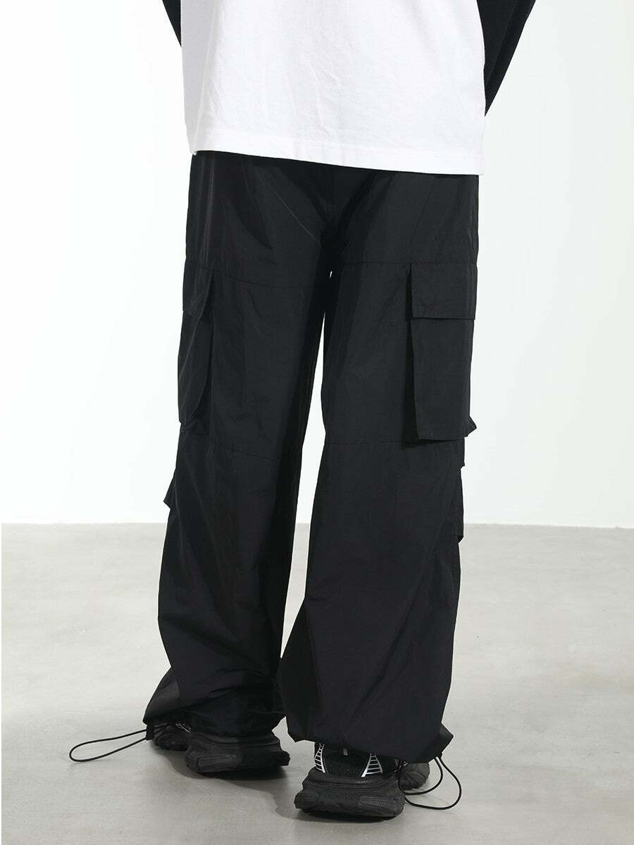 HARSH and CRUEL Y2K Grunge Wide-Leg Multipocket Cargo Pants - 90s Retro Summer Fashion
