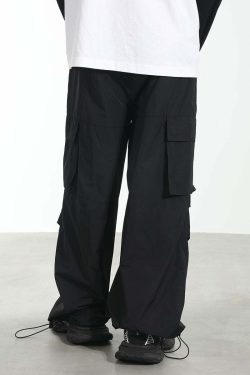 HARSH and CRUEL Y2K Grunge Wide-Leg Multipocket Cargo Pants - 90s Retro Summer Fashion