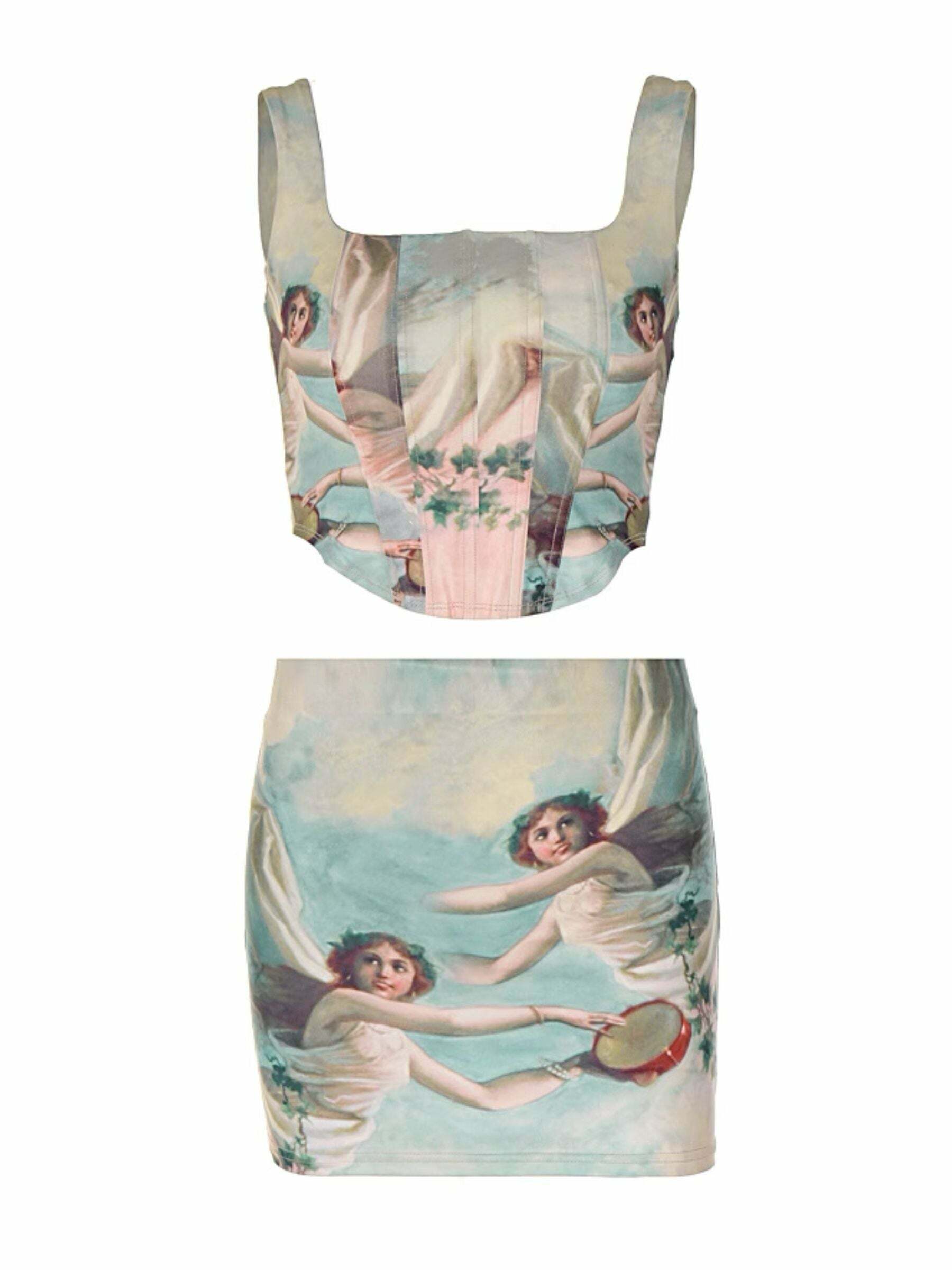 Hayli Y2K Skirt Set - 90s Grunge, Retro Summer Outfit, Pastel Goth, Y2K Party & Club Fashion