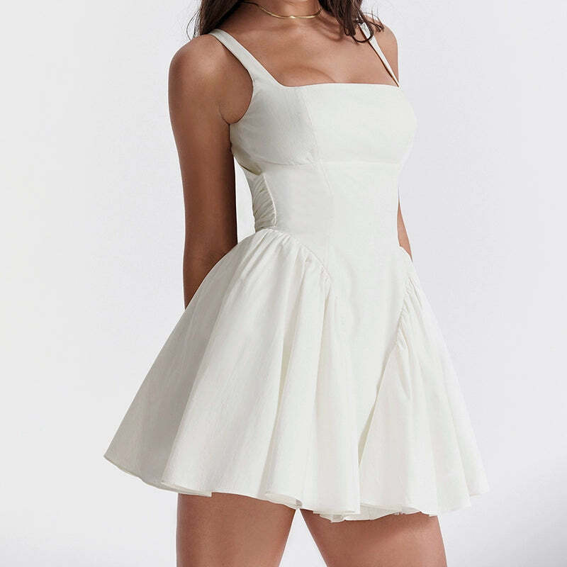 Hazly Mini Ruffle Dress - Y2K Summer Outfit, 90s Grunge Fashion, Retro Style, Pastel Goth Vibes