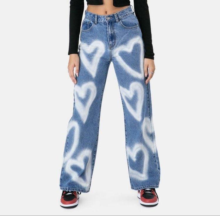 Heart Burst Jeans - Y2K Summer & 90s Grunge Outfits, Retro Style, Y2K Popstar & Club Fashion