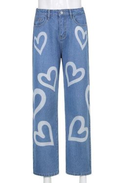 Heart Burst Jeans - Y2K Summer & 90s Grunge Outfits, Retro Style, Y2K Popstar & Club Fashion