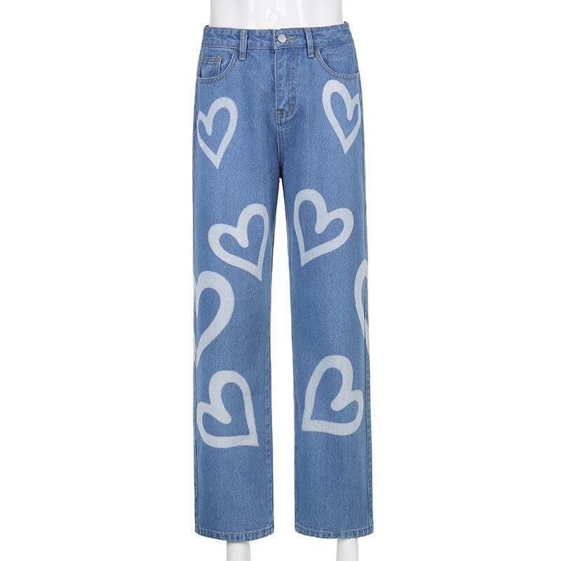 Heart Burst Jeans - Y2K Summer & 90s Grunge Outfits, Retro Style, Y2K Popstar & Club Fashion