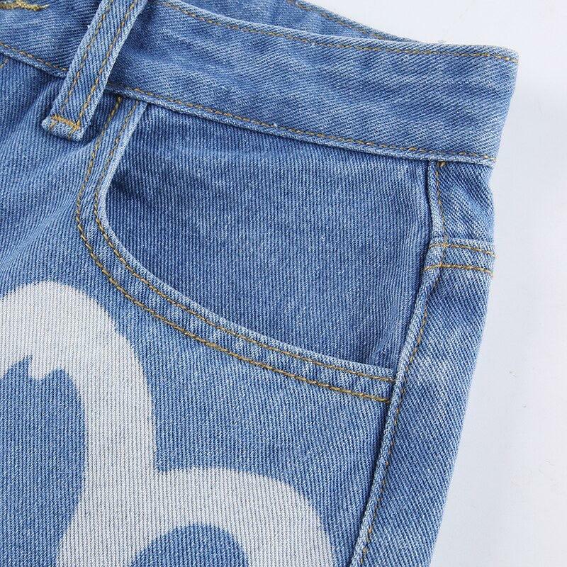 Heart Burst Jeans - Y2K Summer & 90s Grunge Outfits, Retro Style, Y2K Popstar & Club Fashion