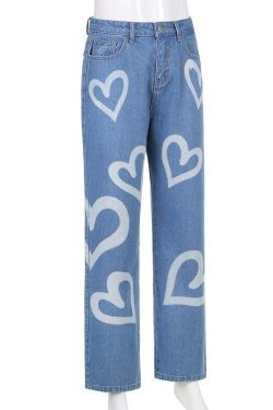 Heart Burst Jeans - Y2K Summer & 90s Grunge Outfits, Retro Style, Y2K Popstar & Club Fashion