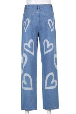 Heart Burst Jeans - Y2K Summer & 90s Grunge Outfits, Retro Style, Y2K Popstar & Club Fashion
