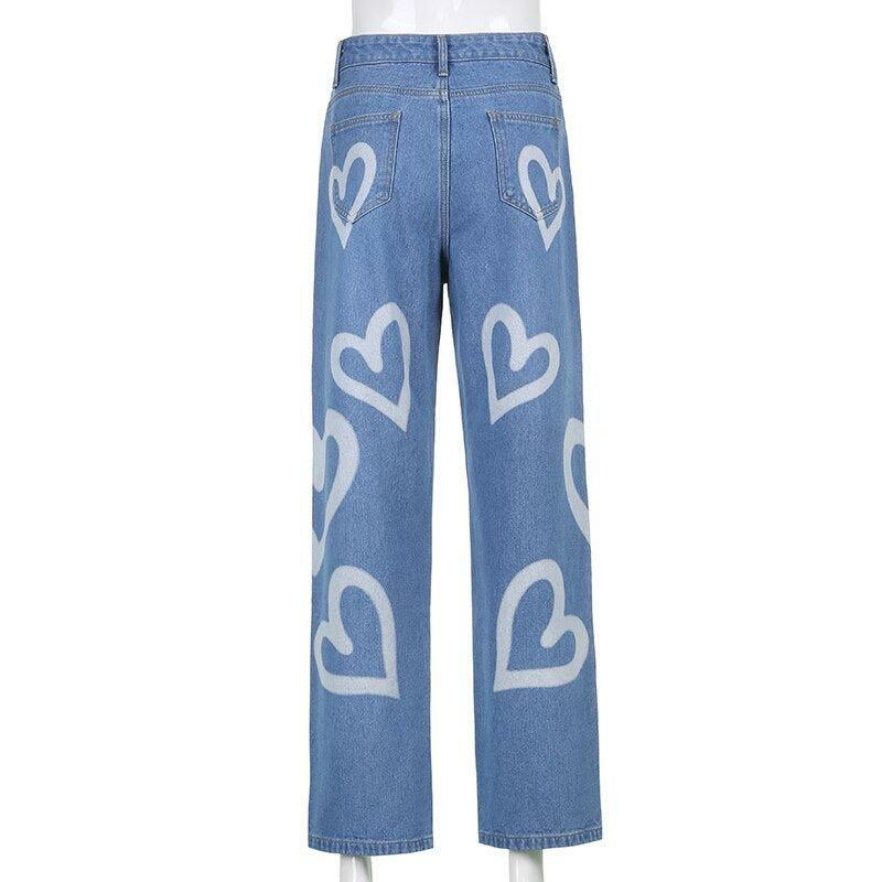 Heart Burst Jeans - Y2K Summer & 90s Grunge Outfits, Retro Style, Y2K Popstar & Club Fashion