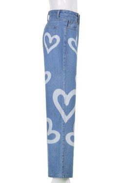 Heart Burst Jeans - Y2K Summer & 90s Grunge Outfits, Retro Style, Y2K Popstar & Club Fashion