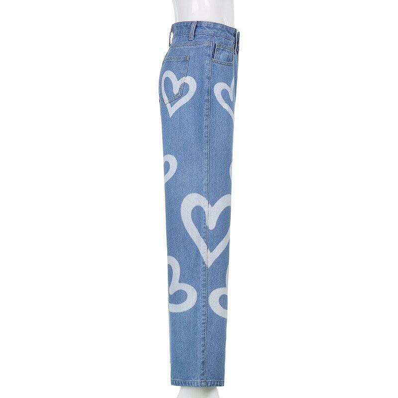 Heart Burst Jeans - Y2K Summer & 90s Grunge Outfits, Retro Style, Y2K Popstar & Club Fashion