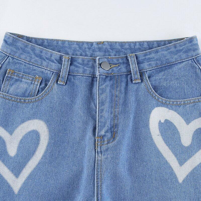 Heart Burst Jeans - Y2K Summer & 90s Grunge Outfits, Retro Style, Y2K Popstar & Club Fashion