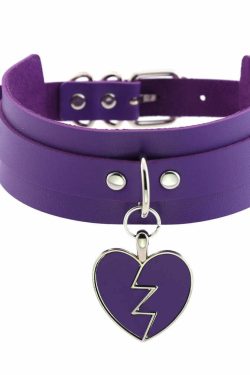 Heartbreaker Choker Necklace Purple - Y2K Grunge, 90s Fashion, Retro Style, Gothic Y2K Accessory