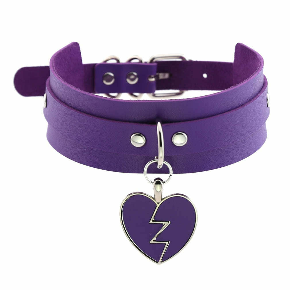 Heartbreaker Choker Necklace Purple - Y2K Grunge, 90s Fashion, Retro Style, Gothic Y2K Accessory