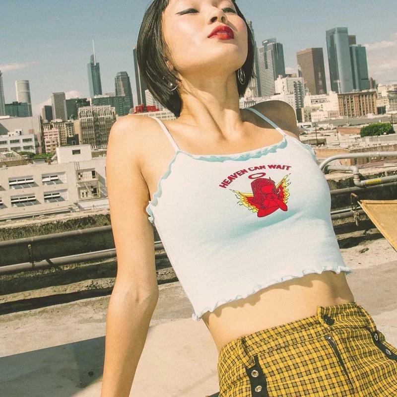 Heaven Can Wait Crop Top � Y2K Summer Grunge, 90s Fashion, Retro Style, Y2K Party Outfit