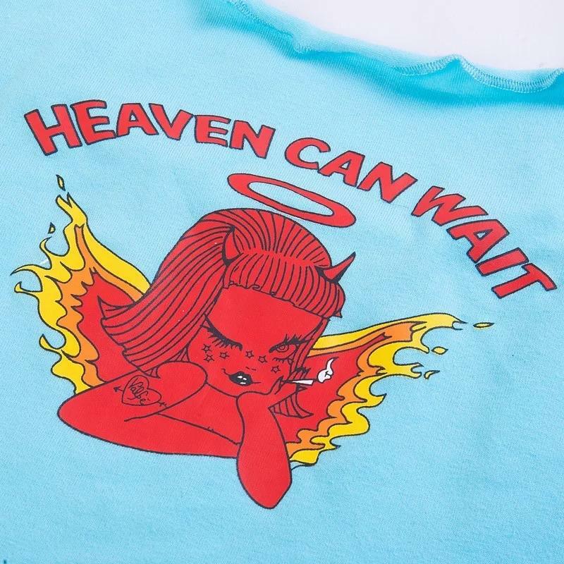 Heaven Can Wait Crop Top � Y2K Summer Grunge, 90s Fashion, Retro Style, Y2K Party Outfit