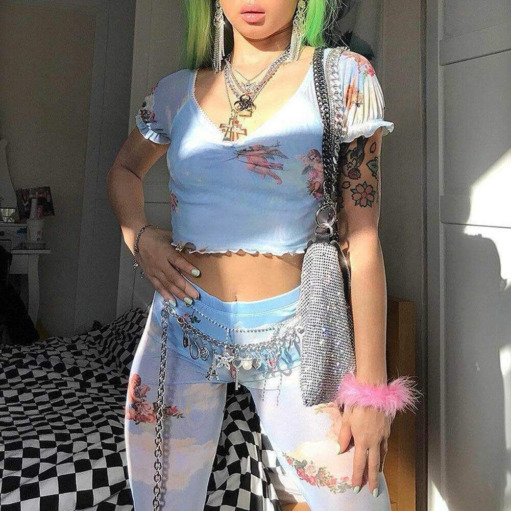 Heaven Sent Crop Top - Y2K Summer Grunge, 90s Retro, Pastel Goth, Y2K Party & Club Outfits