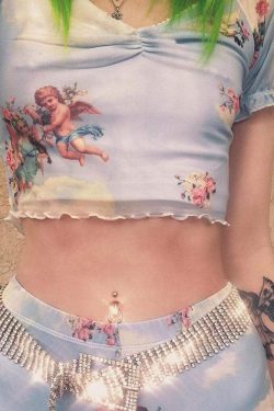 Heaven Sent Crop Top - Y2K Summer Grunge, 90s Retro, Pastel Goth, Y2K Party & Club Outfits