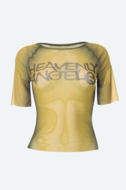 Heavenly Angels Y2K Gothic Grunge Sheer Mesh Top - Perfect for 90s and Y2K Summer Outfits