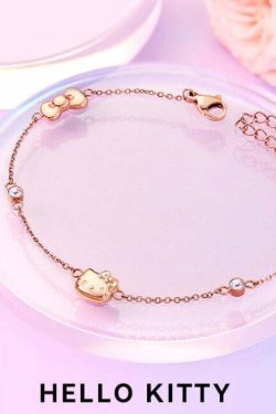 Hello Kitty Rose Gold Titanium Bracelet - Y2K Fashion, 90s Grunge, Retro Style Gift Box