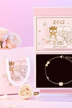 Hello Kitty Rose Gold Titanium Bracelet - Y2K Fashion, 90s Grunge, Retro Style Gift Box