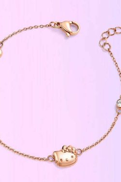 Hello Kitty Rose Gold Titanium Bracelet - Y2K Fashion, 90s Grunge, Retro Style Gift Box