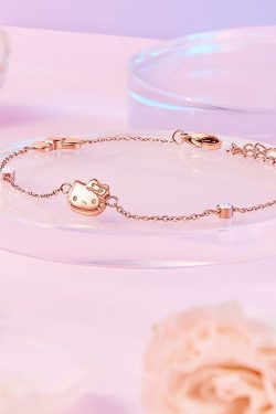 Hello Kitty Rose Gold Titanium Bracelet - Y2K Fashion, 90s Grunge, Retro Style Gift Box