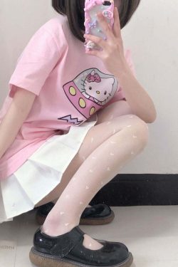 Hello Kitty UFO T-Shirt Pink - Y2K Summer, 90s Fashion, Grunge, Retro, Pastel Goth, Y2K Pop