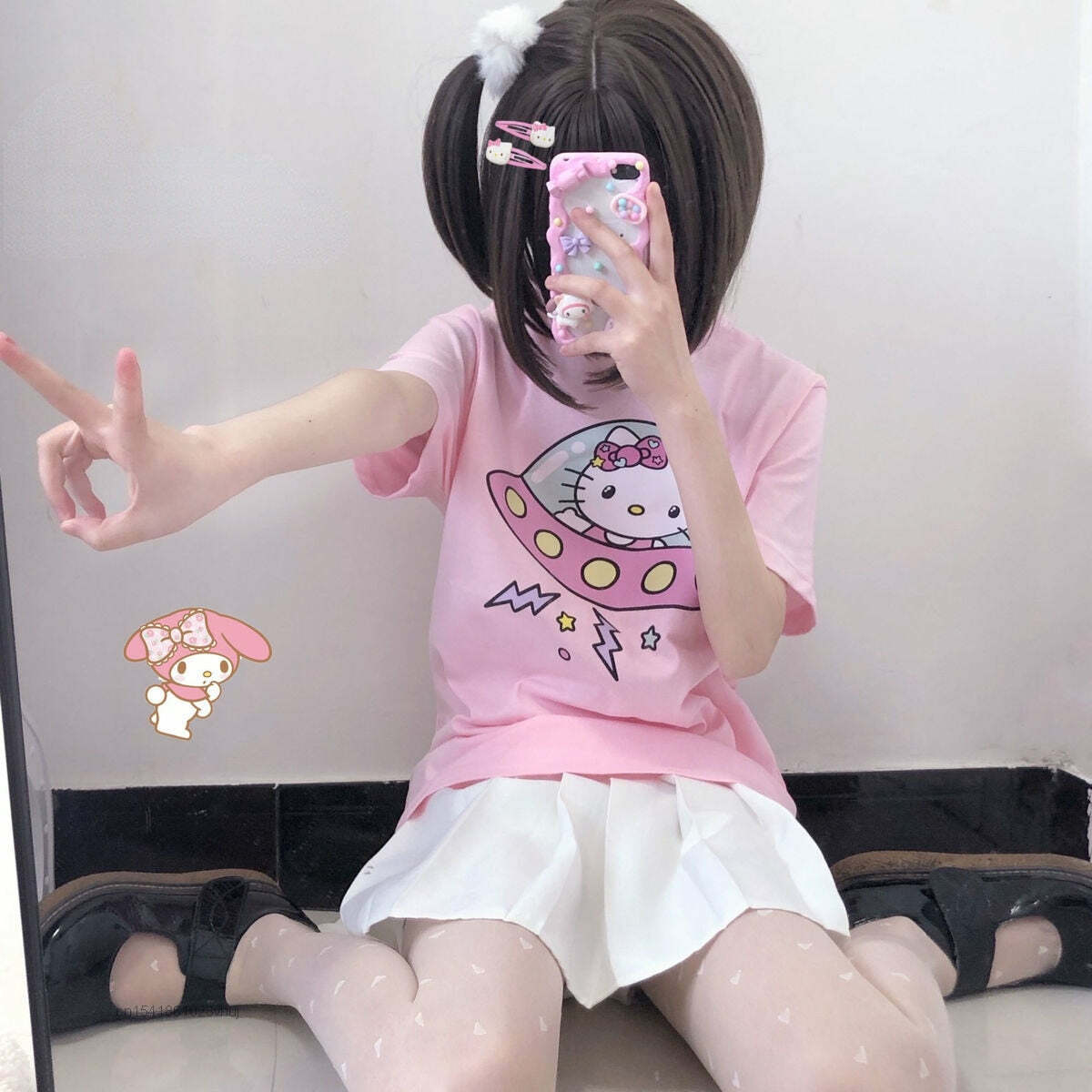 Hello Kitty UFO T-Shirt Pink - Y2K Summer, 90s Fashion, Grunge, Retro, Pastel Goth, Y2K Pop