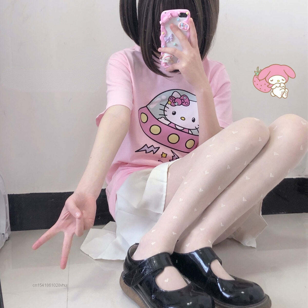Hello Kitty UFO T-Shirt Pink - Y2K Summer, 90s Fashion, Grunge, Retro, Pastel Goth, Y2K Pop