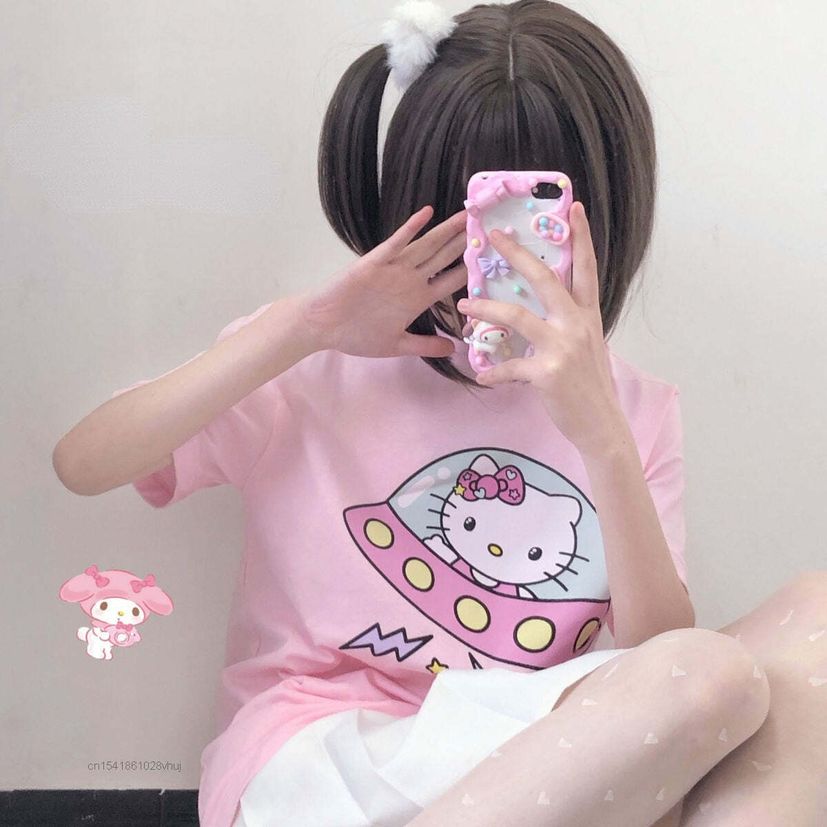 Hello Kitty UFO T-Shirt Pink - Y2K Summer, 90s Fashion, Grunge, Retro, Pastel Goth, Y2K Pop