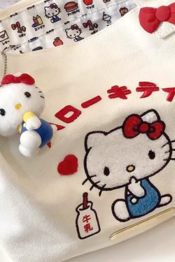 Hello Kitty Vintage Canvas Bag - Y2K Summer, 90s Grunge, Retro Style, Pastel Goth, Y2K Popstar