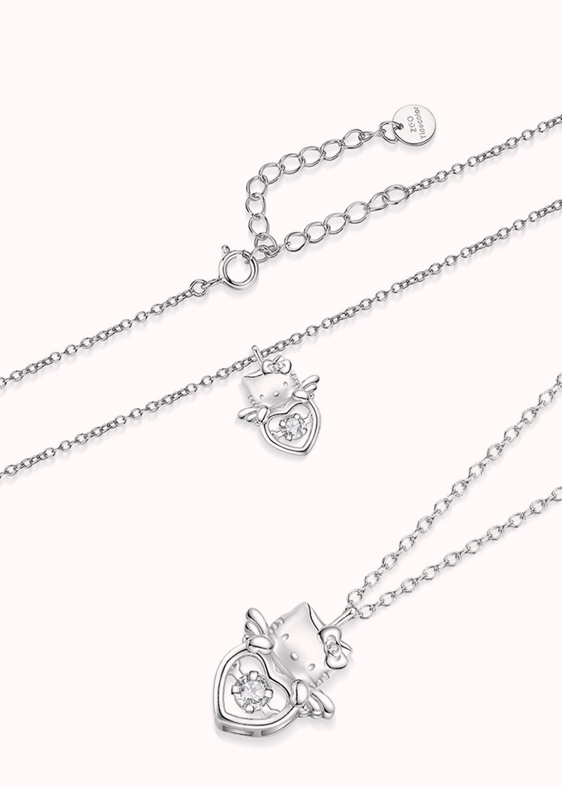 Hello Kitty Winged Heart Sterling Silver Necklace - Y2K Grunge 90s Retro Fashion by TIDE COLOR x SANRIO