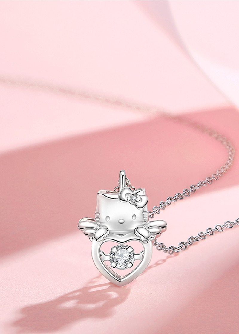 Hello Kitty Winged Heart Sterling Silver Necklace - Y2K Grunge 90s Retro Fashion by TIDE COLOR x SANRIO