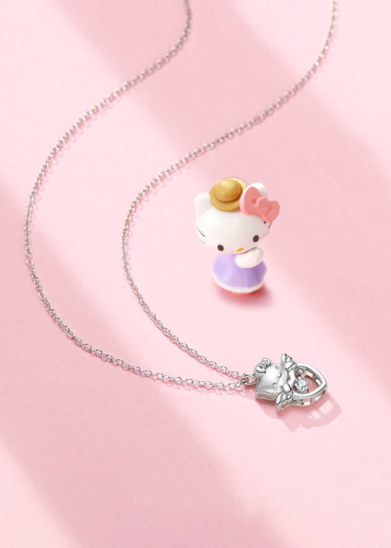 Hello Kitty Winged Heart Sterling Silver Necklace - Y2K Grunge 90s Retro Fashion by TIDE COLOR x SANRIO
